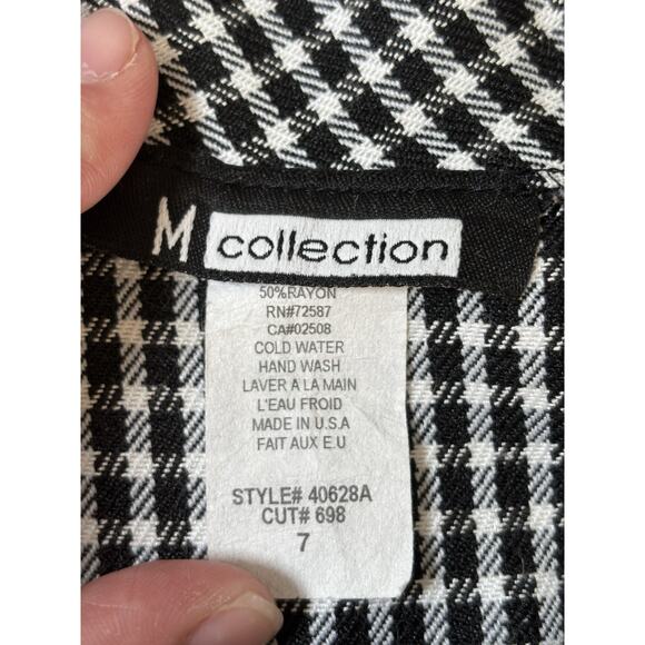 Y2K Vintage Houndstooth Black And White Mini Skirt M Collection Size 7 Buttons - Picture 9 of 10
